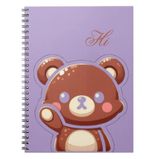 Cute Bear Spiral Notebook–Purple Teddy Bear Design Anteckningsbok
