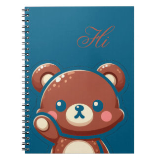 Cute Bear Spiral Notebook – Teal Blue Teddy Bear Anteckningsbok