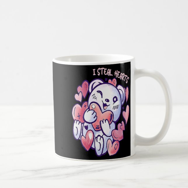 Cute Bear Steal Hearts Valentines Day Or Toddler  Kaffemugg (Höger)
