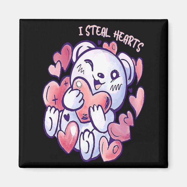 Cute Bear Steal Hearts Valentines Day Or Toddler  Magnet (Framsidan)