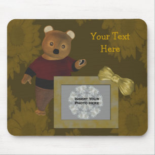 Cute Bear Sunblommor Photo Mousepad Musmatta