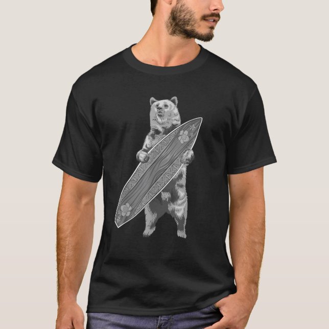 Cute Bear Surfa Board Funny Surfing Gift För manar T Shirt (Framsida)