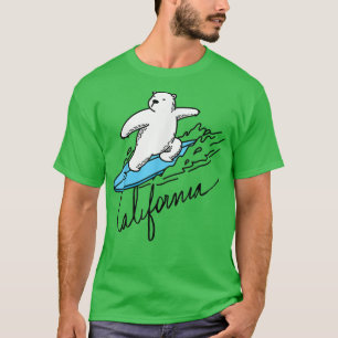 Cute Bear Surfing Tee California Bear statlig flag