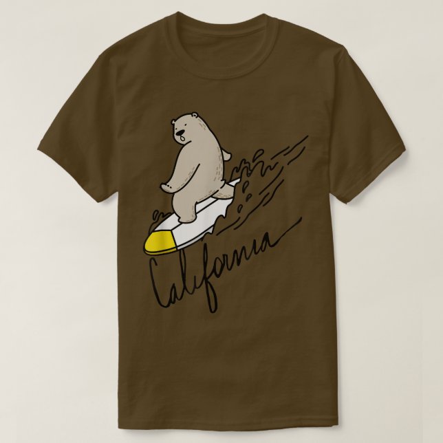 Cute Bear Surfing Tee California Bear statlig flag (Design framsida)