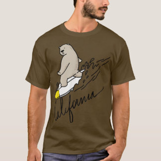 Cute Bear Surfing Tee California Bear statlig flag