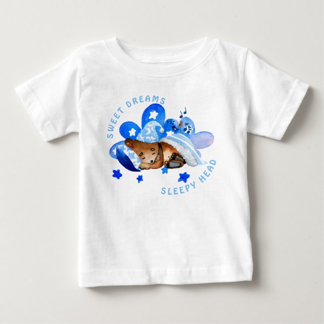 Cute Bear Sweet Dreams Sömnig Head Boy T Shirt (Framsida)