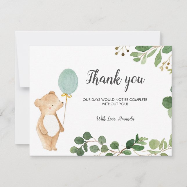 Cute Bear, tack, kort (Framsida)