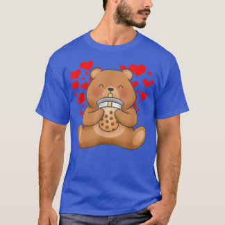 Cute Bear Tea Bubble Tea Anime Japanskt Tonåring T Shirt