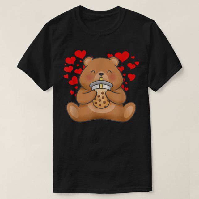 Cute Bear Tea Bubble Tea Anime Jape Girl Tonåring5 T Shirt (Design framsida)