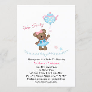 Cute Bear Tea Party Inbjudningar
