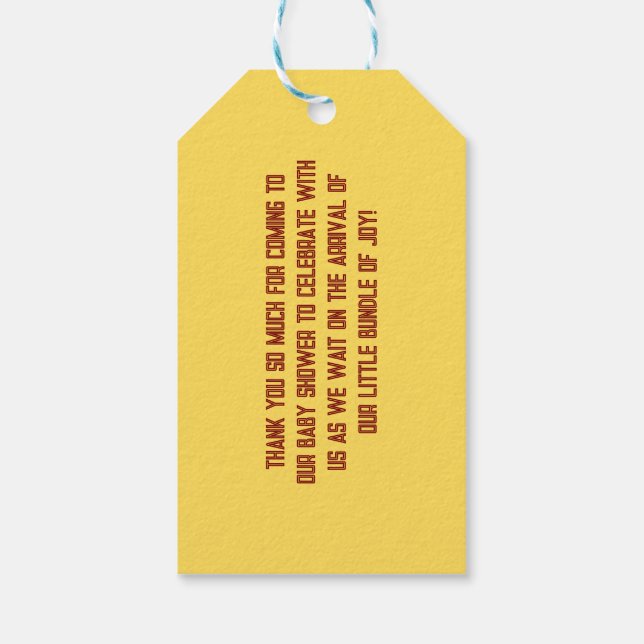 Cute Bear Theme Boy Shower Presentetikett (Baksidan)