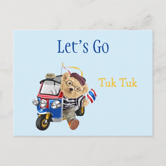 Cute Bear Tuk Thailand Anpassningsbar Postcard Vykort (Framsida)