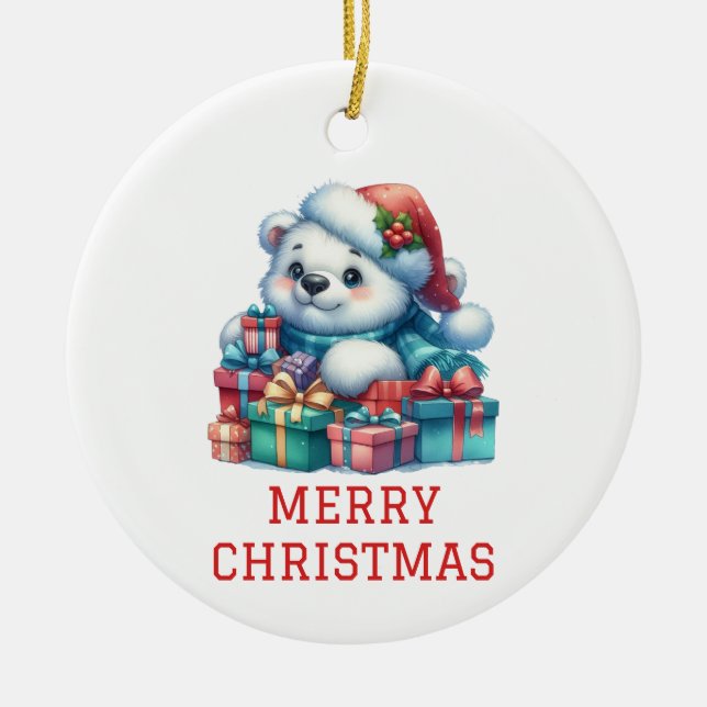 Cute Bear Unge jul Julgransprydnad Keramik (Framsidan)