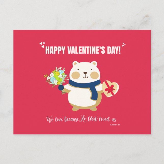 Cute Bear Valentindagen Vykort (Framsida)