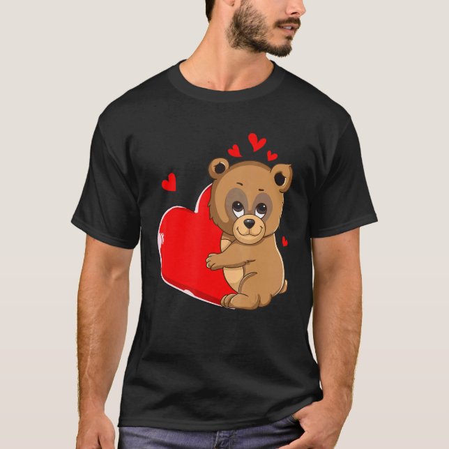Cute Bear Valentines day Holeart Heart My Valentin T Shirt (Framsida)