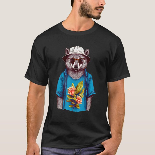 Cute Bear Wearing A Hat Shirt And Sunglasses - Fun T (Framsida)