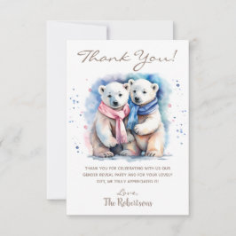 Cute Bear Winter Animal Gender Reveal Party Tack Kort