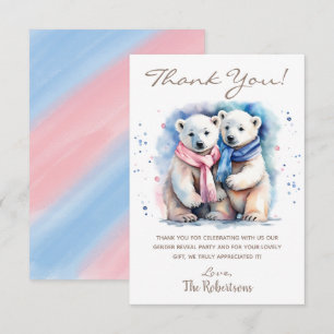 Cute Bear Winter Animal Gender Reveal Party Tack Kort