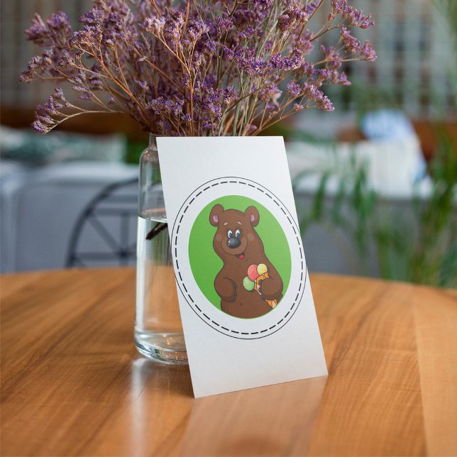Cute Bear with Ice Cream Cone Roligt Animal Inbjudningar (Skapare uppladdad)