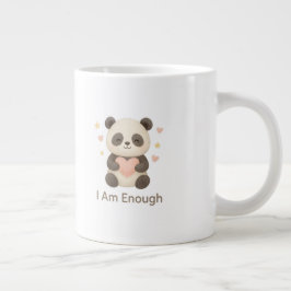 Cute Bear with Pink Heart — I Am Enough mug Jumbo Mugg