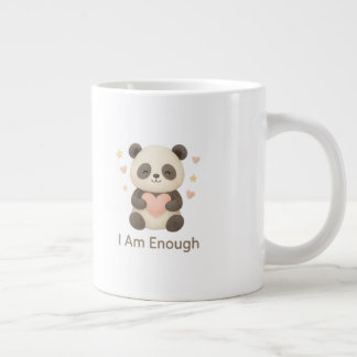 Cute Bear with Pink Heart — I Am Enough mug Jumbo Mugg
