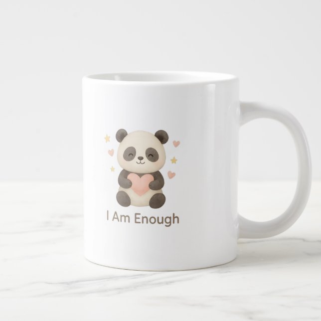 Cute Bear with Pink Heart — I Am Enough mug Jumbo Mugg (Höger)