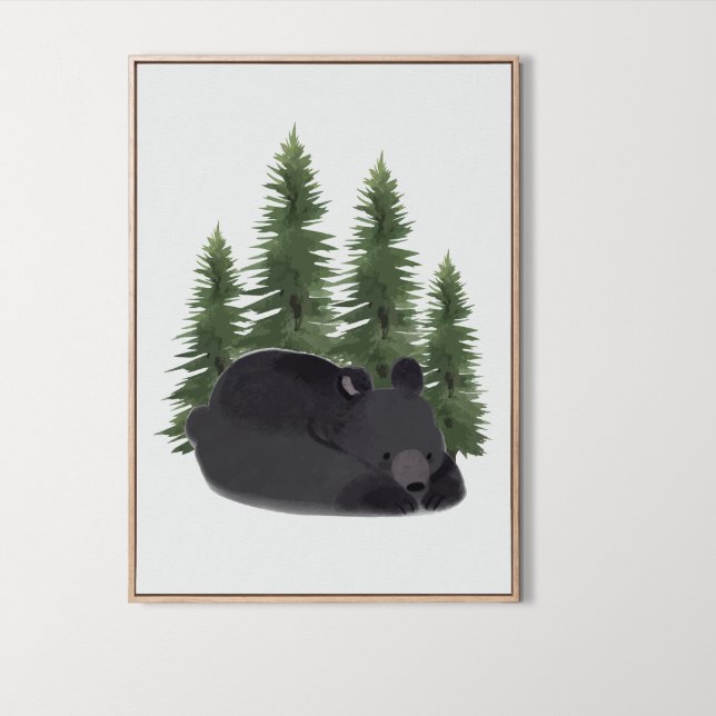 Cute Bear Woodland Animal Wall Art Room Decor Poster (Cute Bear Woodland Animal Wall Art Room Decor, tree, forest, wild)