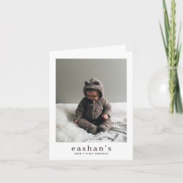 Cute Bear-y First Birthday Photo Folded Inbjudan