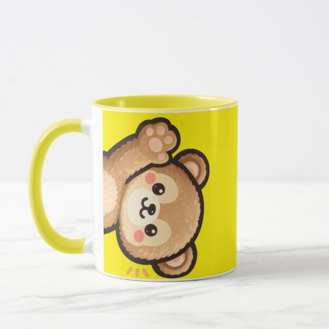 Cute Bear Yellow Mug | Kawaii Coffee Cup Mugg (Vänster)