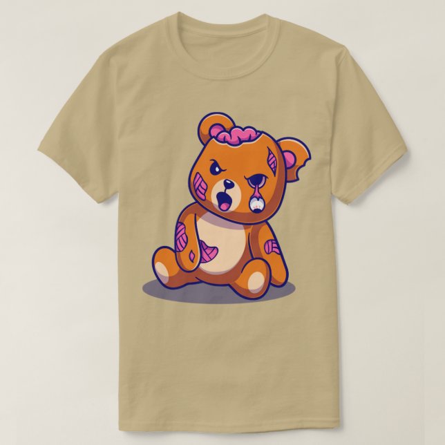 Cute Bear Zombie Tecknad T Shirt (Design framsida)
