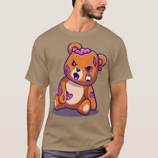 Cute Bear Zombie Tecknad T Shirt