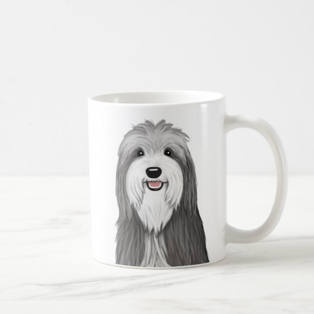 Cute Bearded Collie Tecknad hund Kaffemugg (Höger)