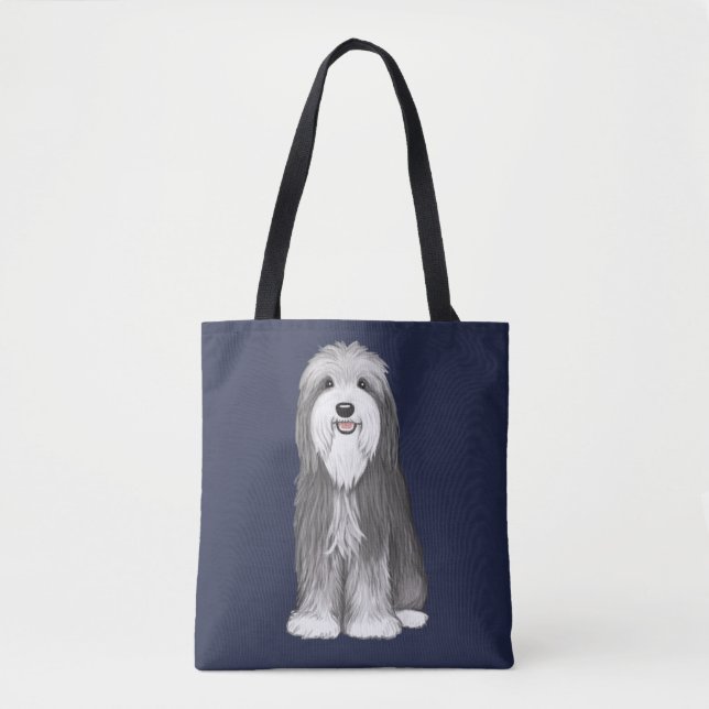 Cute Bearded Collie Tecknad hund Tygkasse (Framsida)