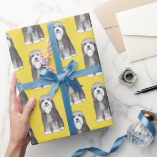 Cute Bearded Collies Mönster Presentpapper