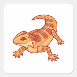 Cute Bearded Dragon Fyrkantigt Klistermärke