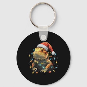 Cute Bearded Dragon-julen Ljus Santa Hat Xma Nyckelring