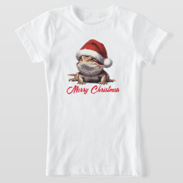 Cute Bearded Dragon och Santa Hat T Shirt