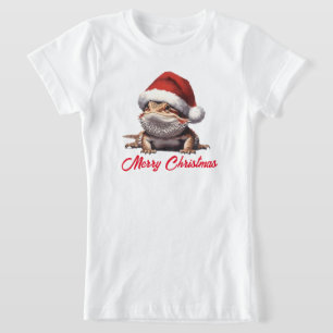 Cute Bearded Dragon och Santa Hat T Shirt