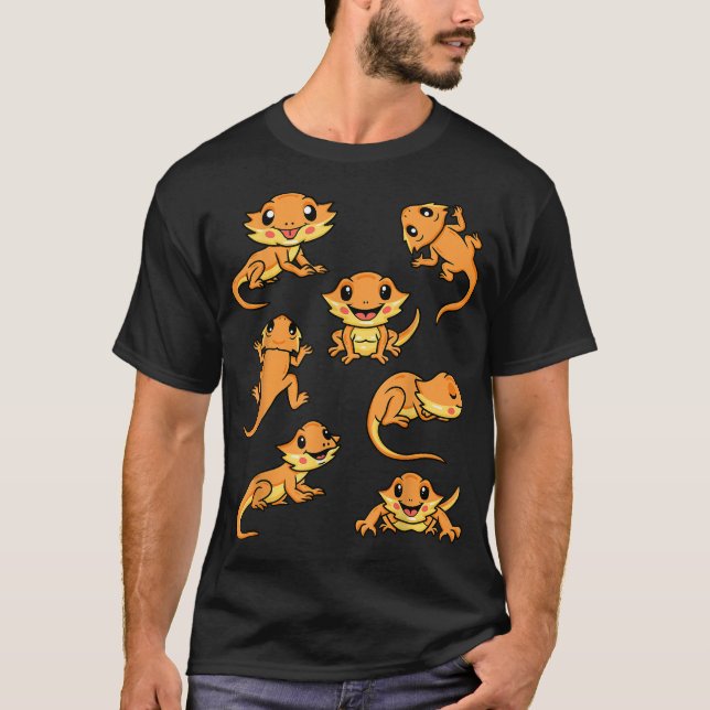 Cute Bearded Dragon Saker Kawaii Lizard Kids Girls T Shirt (Framsida)