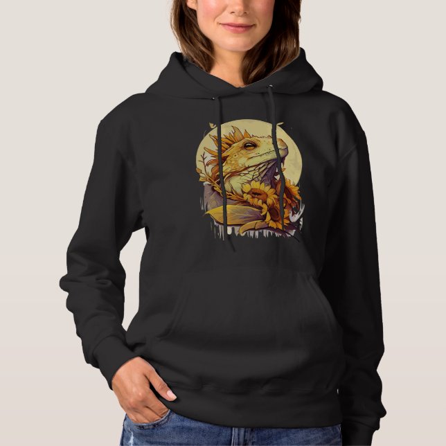 Cute Bearded Dragon Sunflower Reptile Lizard T Shirt (Framsida)