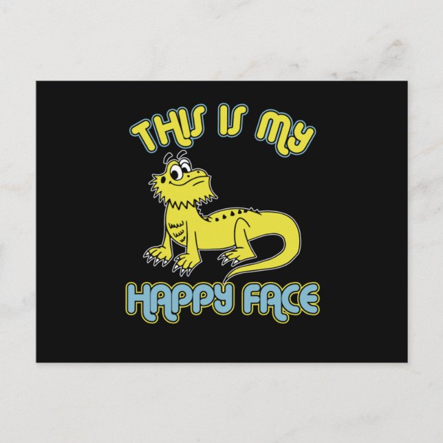 Cute Bearded Dragon This Is My Happy Face Bearded  Vykort (Framsida)