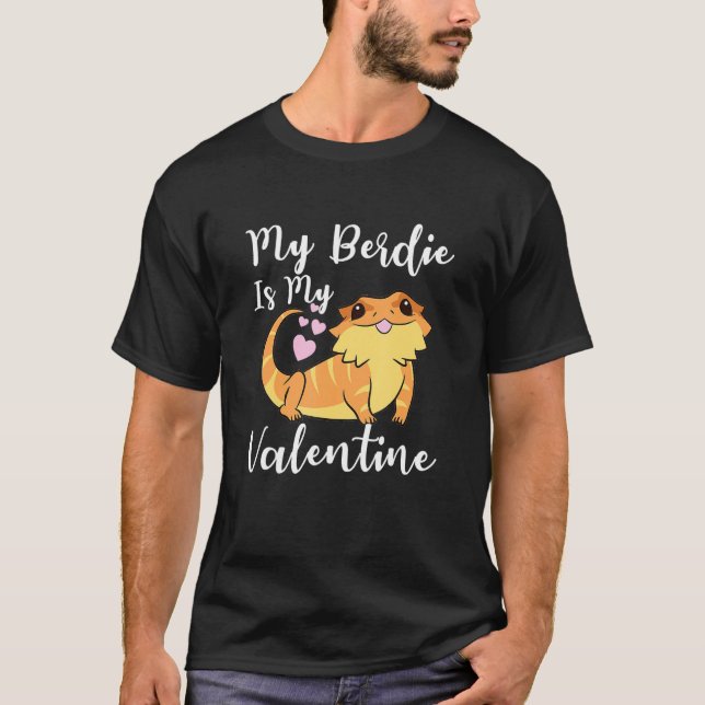 Cute Bearded Dragon Valentines Day Beardie Reptile T Shirt (Framsida)