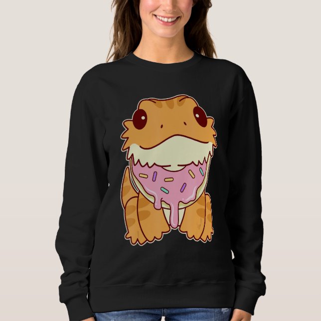 Cute Bearded Dragon With Doughnut T Shirt (Framsida)