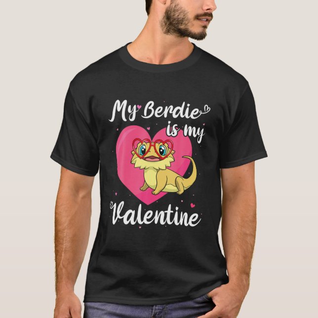 Cute Beardie Reptile Valentines day T Shirt (Framsida)