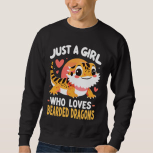 Cute Beared Dragon Girl Lång Ärmad Tröja