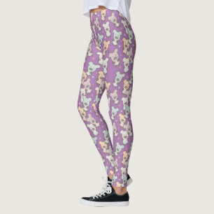 Cute Bears behandlar Mönster Violet Leging Leggings