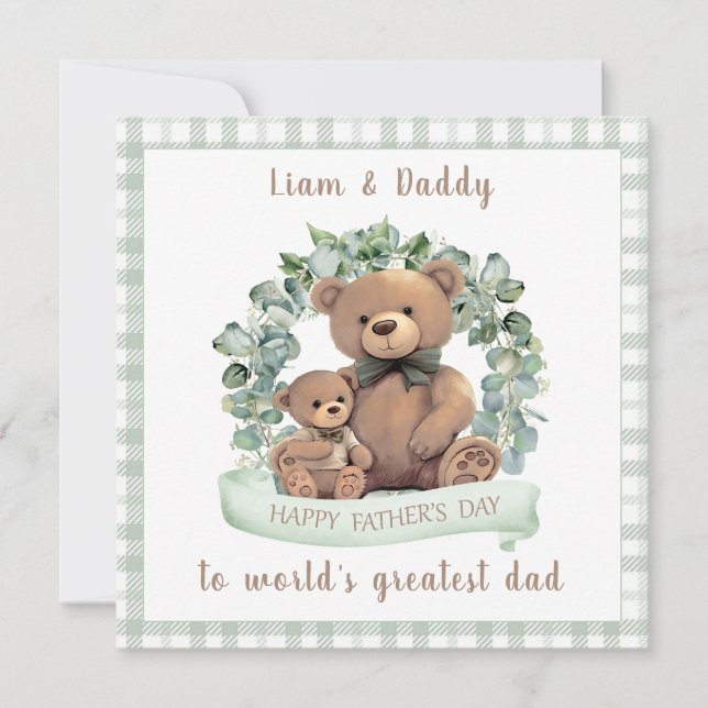 Cute Bears Boy Fars dag Card Kort (Framsida)