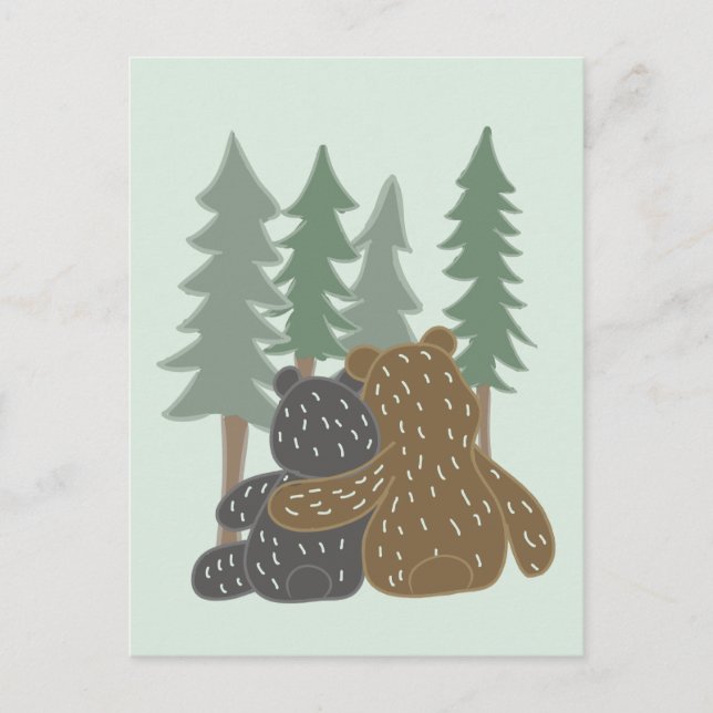 Cute Bears i Forest Blank Earth Day Vykort (Framsida)