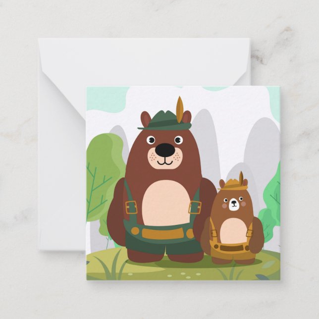 Cute Bears i lederhosen Anteckningskort (Framsida)