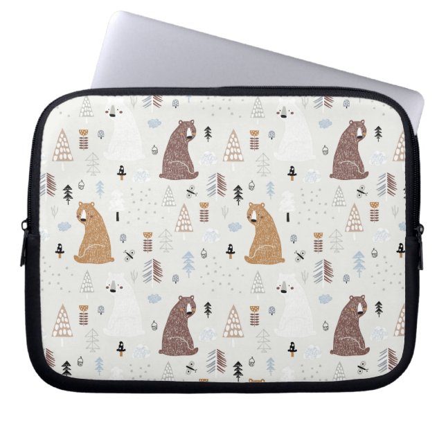 Cute Bears i Skogen Mönster Laptop Fodral (Framsidan)